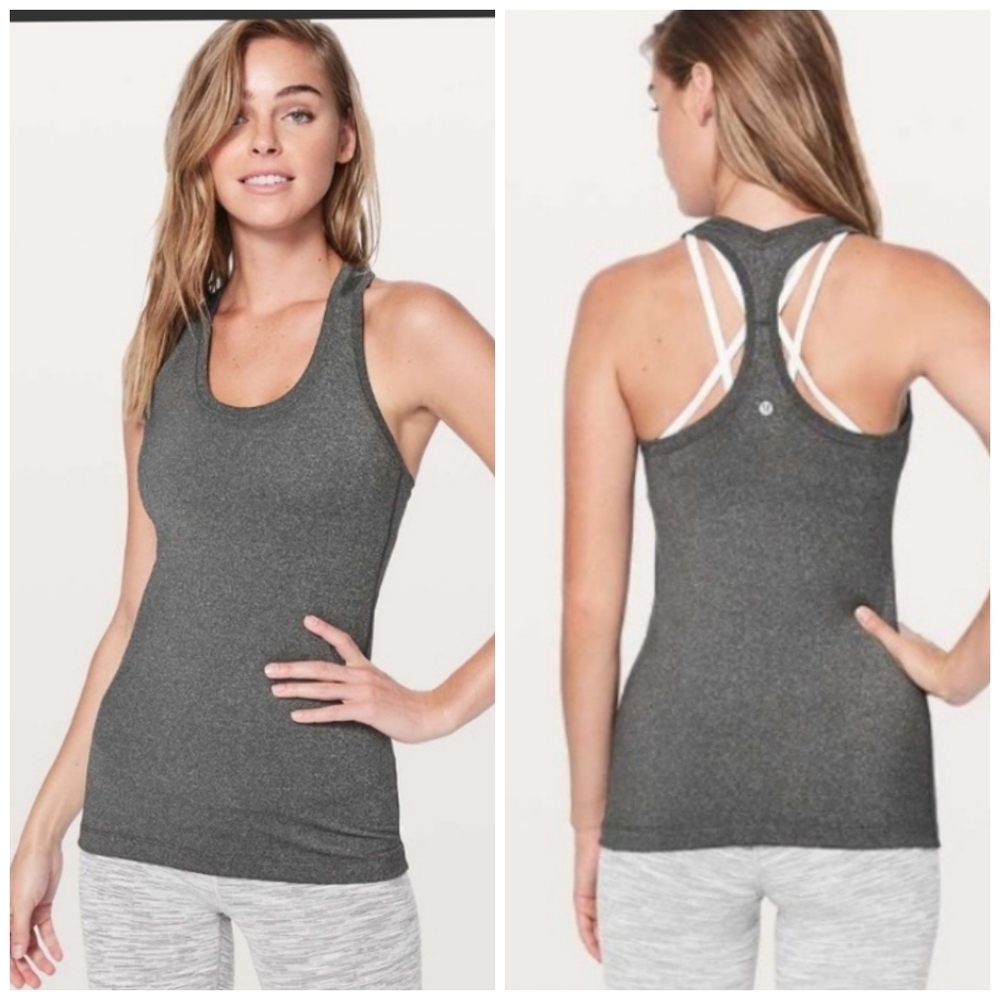 Lululemon Cool Racerback tank top Heathered Black size 4/6